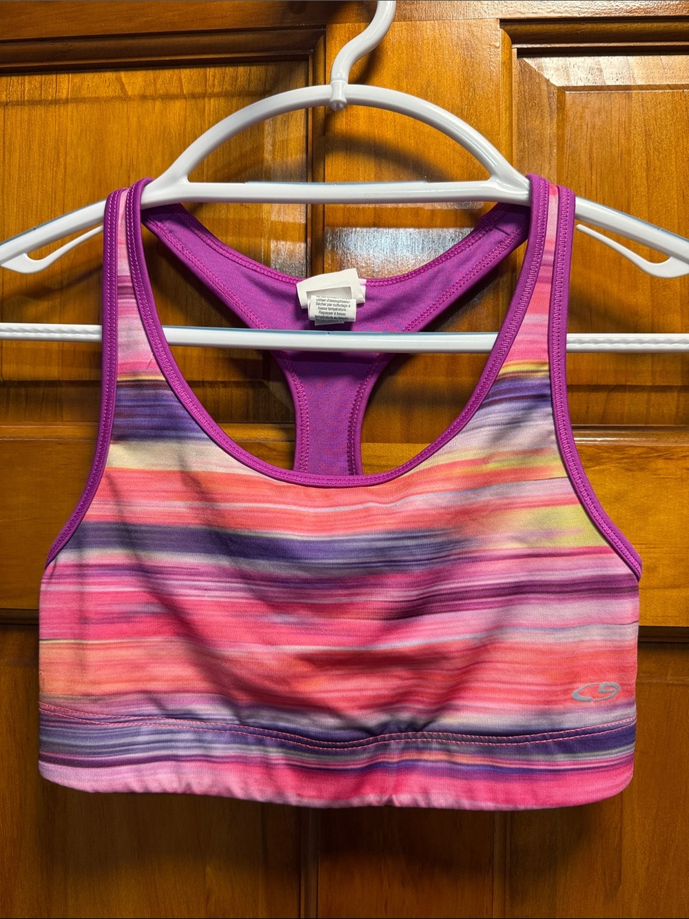 Champion Pink & Multicolor Striped Racerback Sports Bra